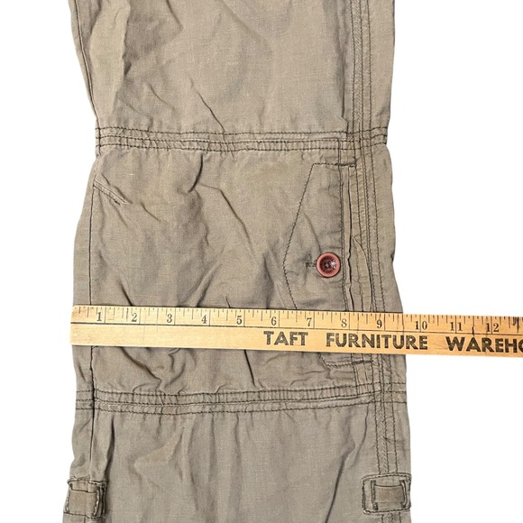 Vintage Abercrombie & Fitch Womens M Khaki Linen Blend Cargo Pants Low Rise Flaw - Picture 11 of 16